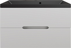 Style Line Тумба с кварцевой раковиной антрацит Матис 80 подвесная белая матовая – фотография-1